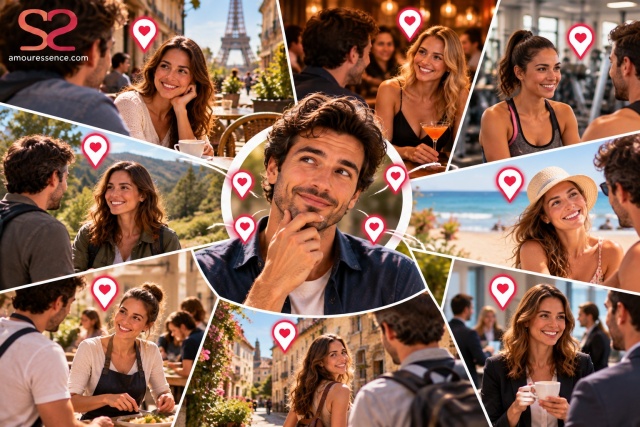 Illustration Amouressence de Où faire des rencontres ? 10 lieux pour trouver l’amour