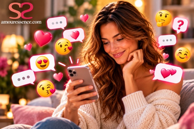 Illustration Amouressence de Décryptage SMS : le texto emojis