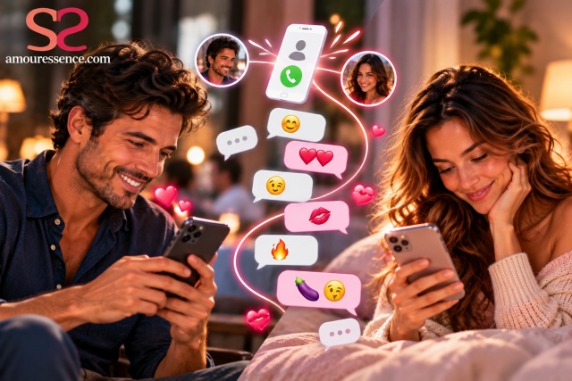 Illustration Amouressence de Echange de numéros, textos, sextos : quand les célibataires séduisent par SMS
