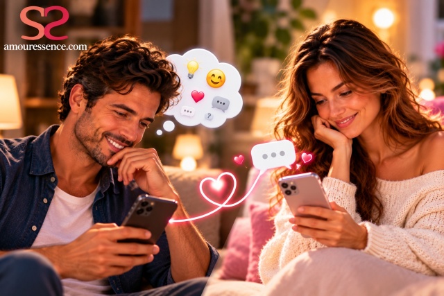 Illustration Amouressence de Que dire dans un premier texto ?